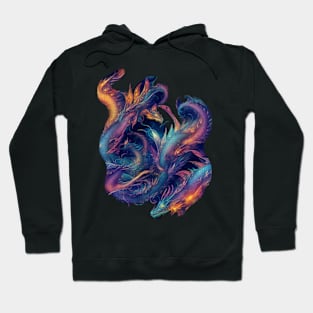 Glowing chinese dragons at night Hoodie